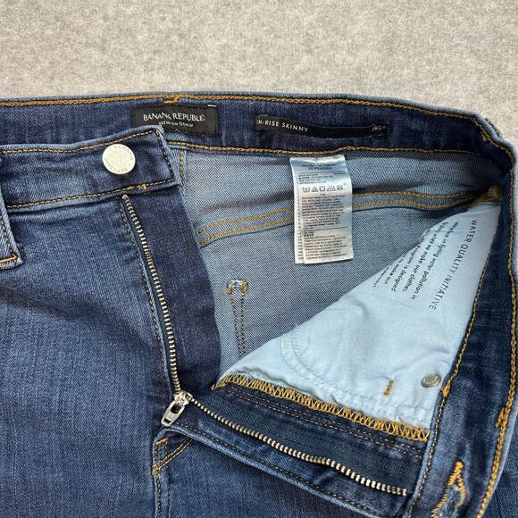 Banana Republic Premium Denim Hi-Rise Skinny Jeans WMNS 2RS Blue Med Wash Denim - Picture 2 of 9